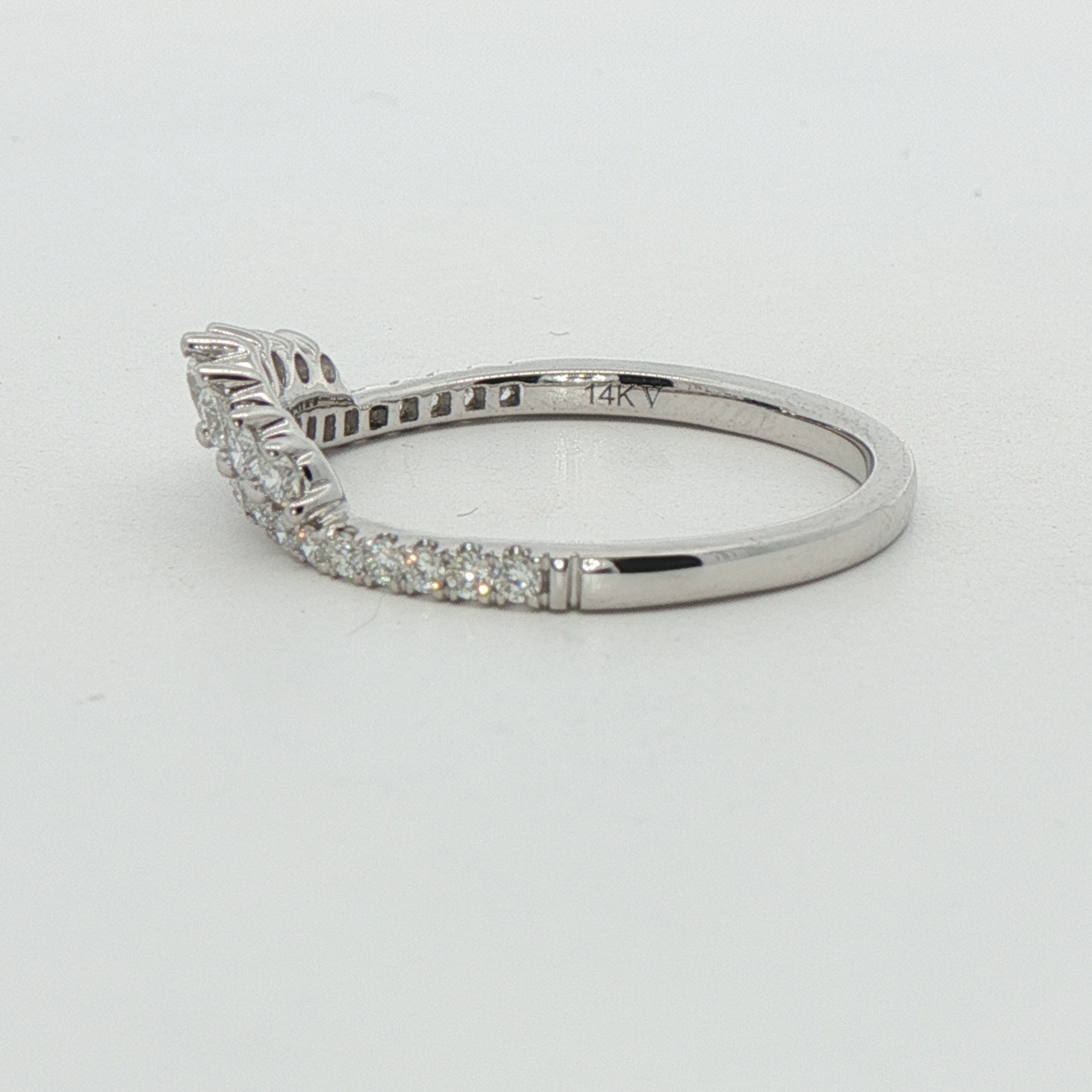 14k White Gold Curved Diamond Wedding Band