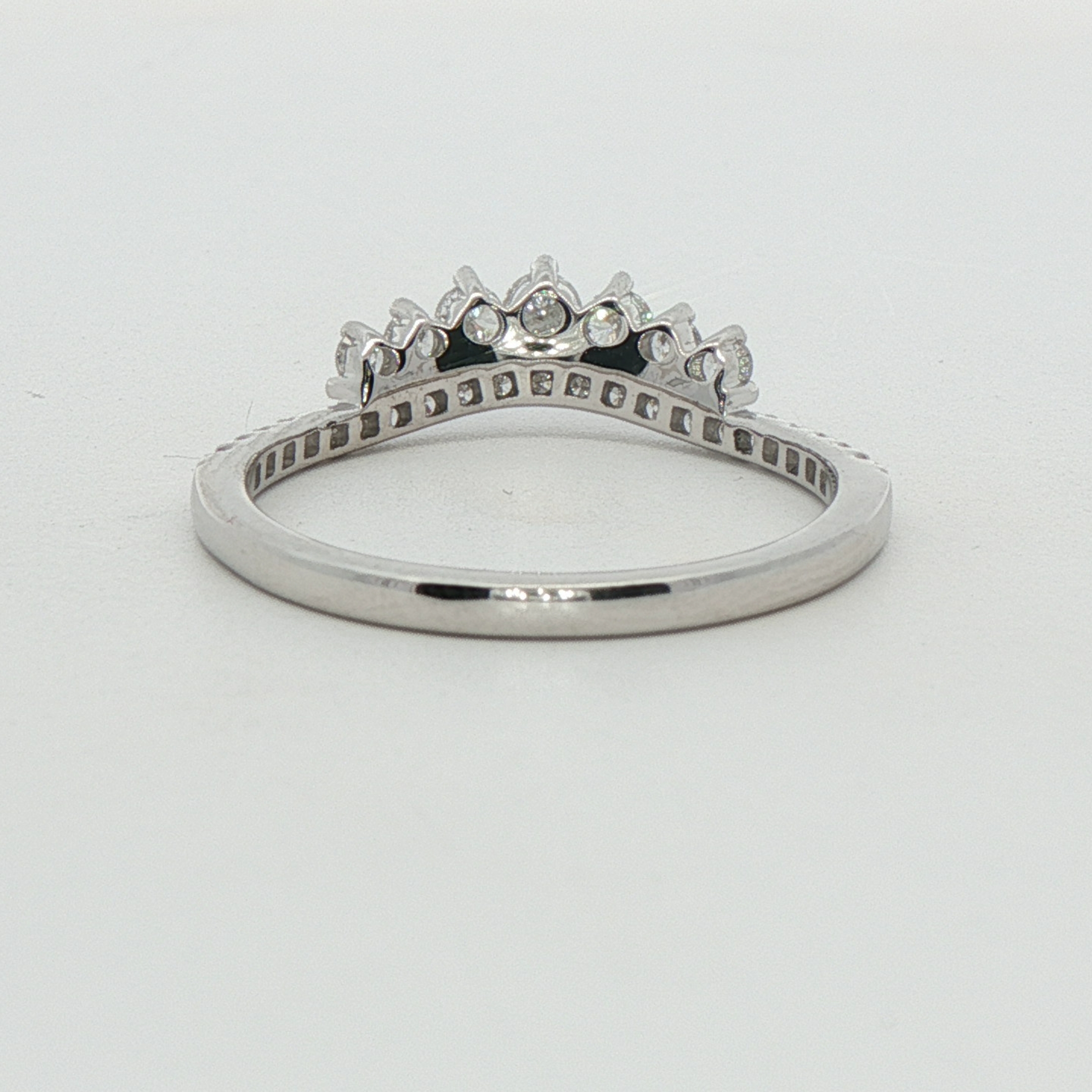 14k White Gold Curved Diamond Wedding Band