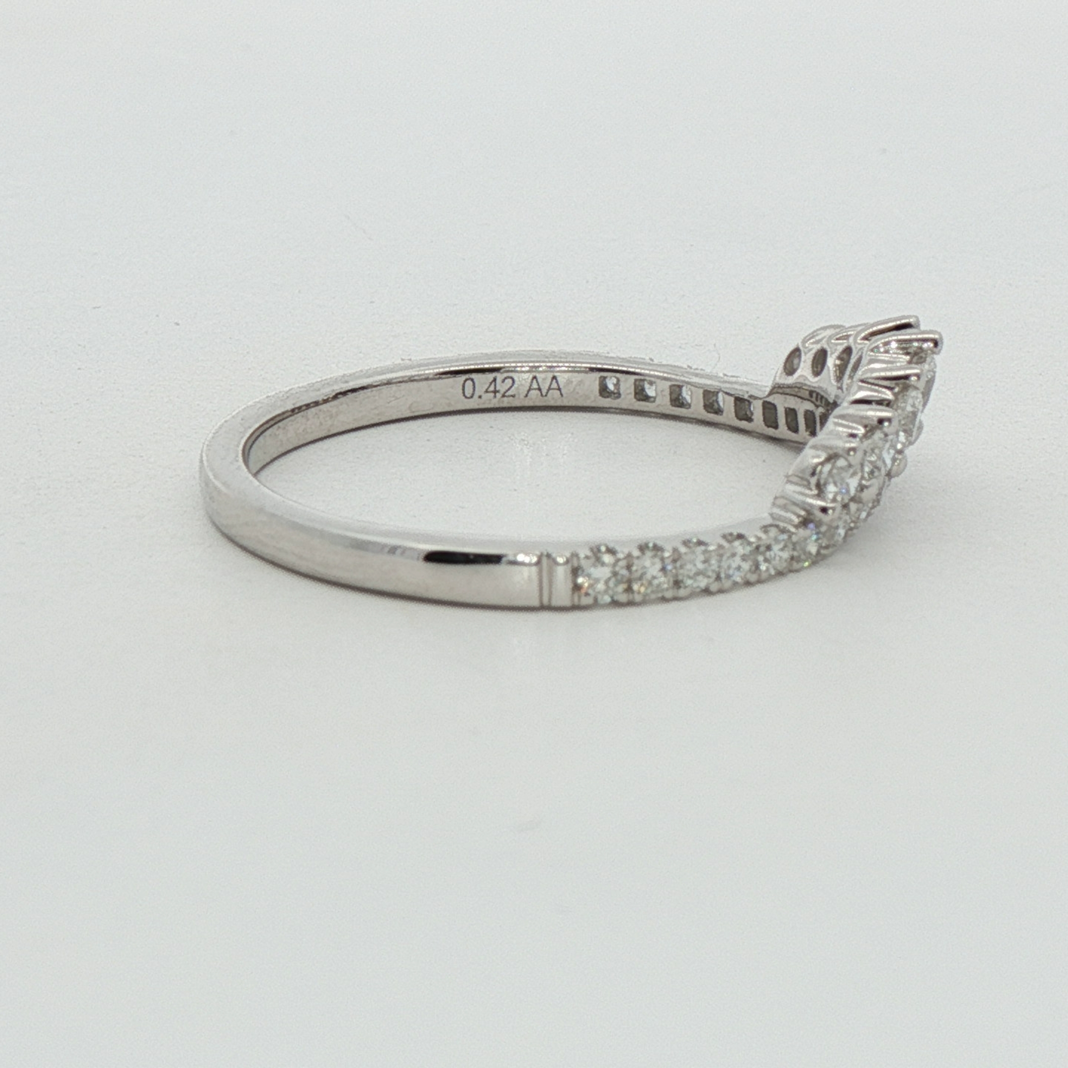 14k White Gold Curved Diamond Wedding Band