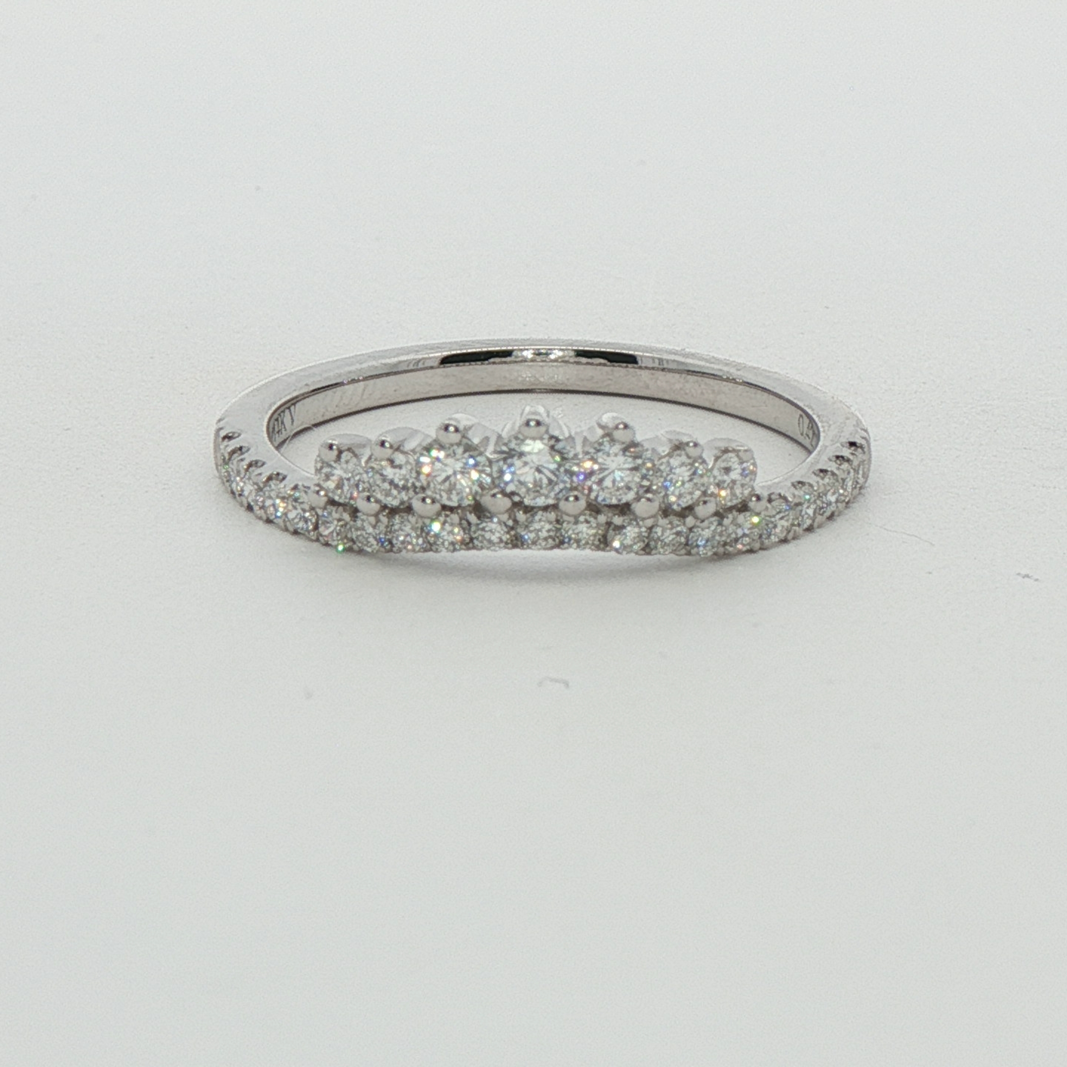 14k White Gold Curved Diamond Wedding Band