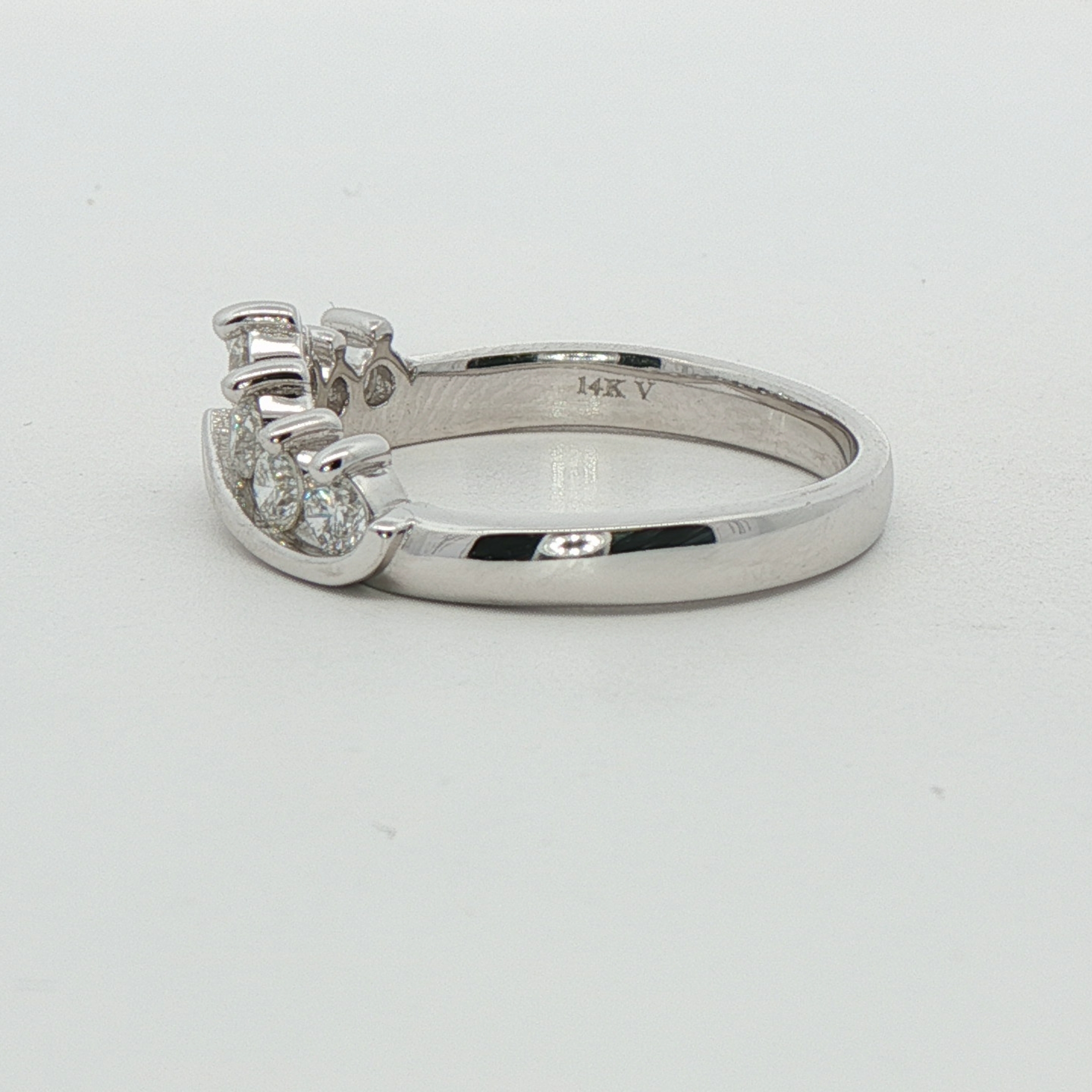 14k White Gold Curved Diamond Wedding Band