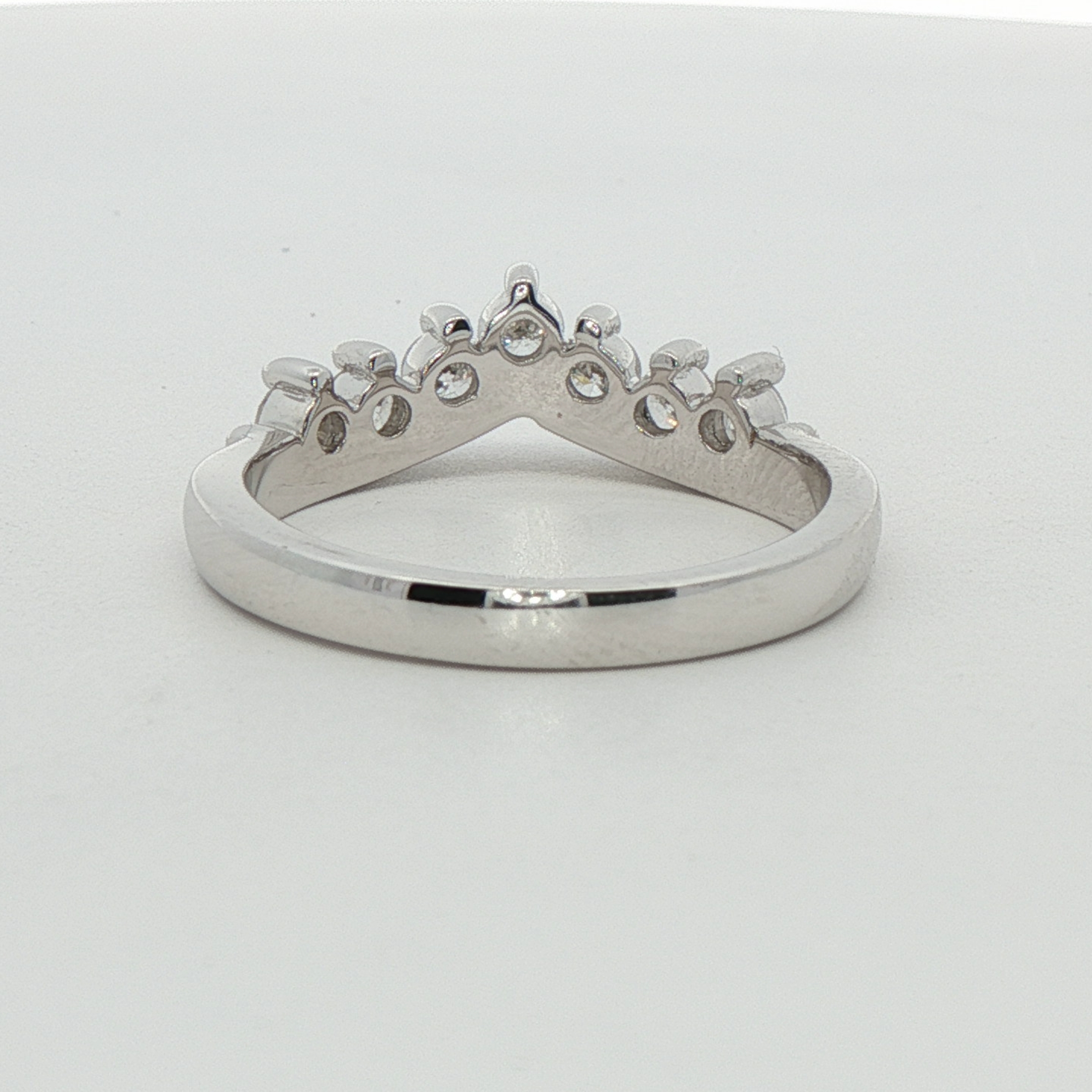 14k White Gold Curved Diamond Wedding Band