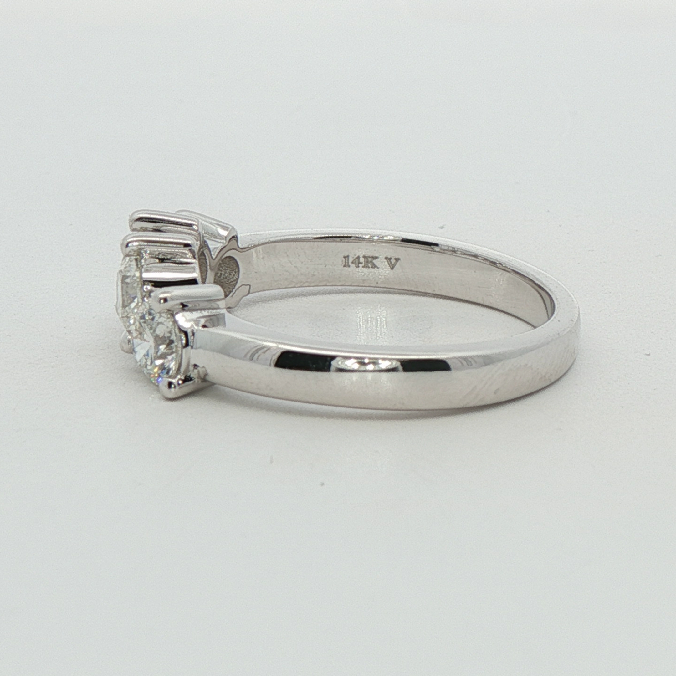 14k White Gold Curved Diamond Wedding Band