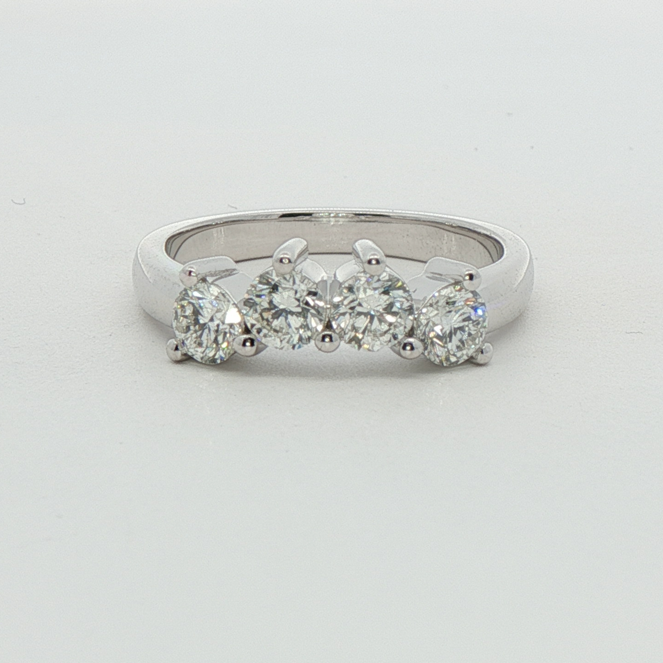 14k White Gold Curved Diamond Wedding Band