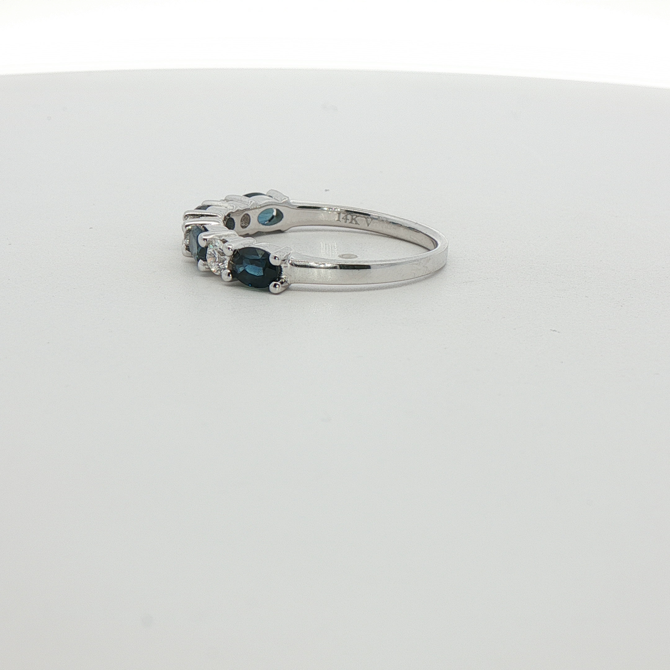 14 Karat White Gold Sapphire And Diamond Wedding Band