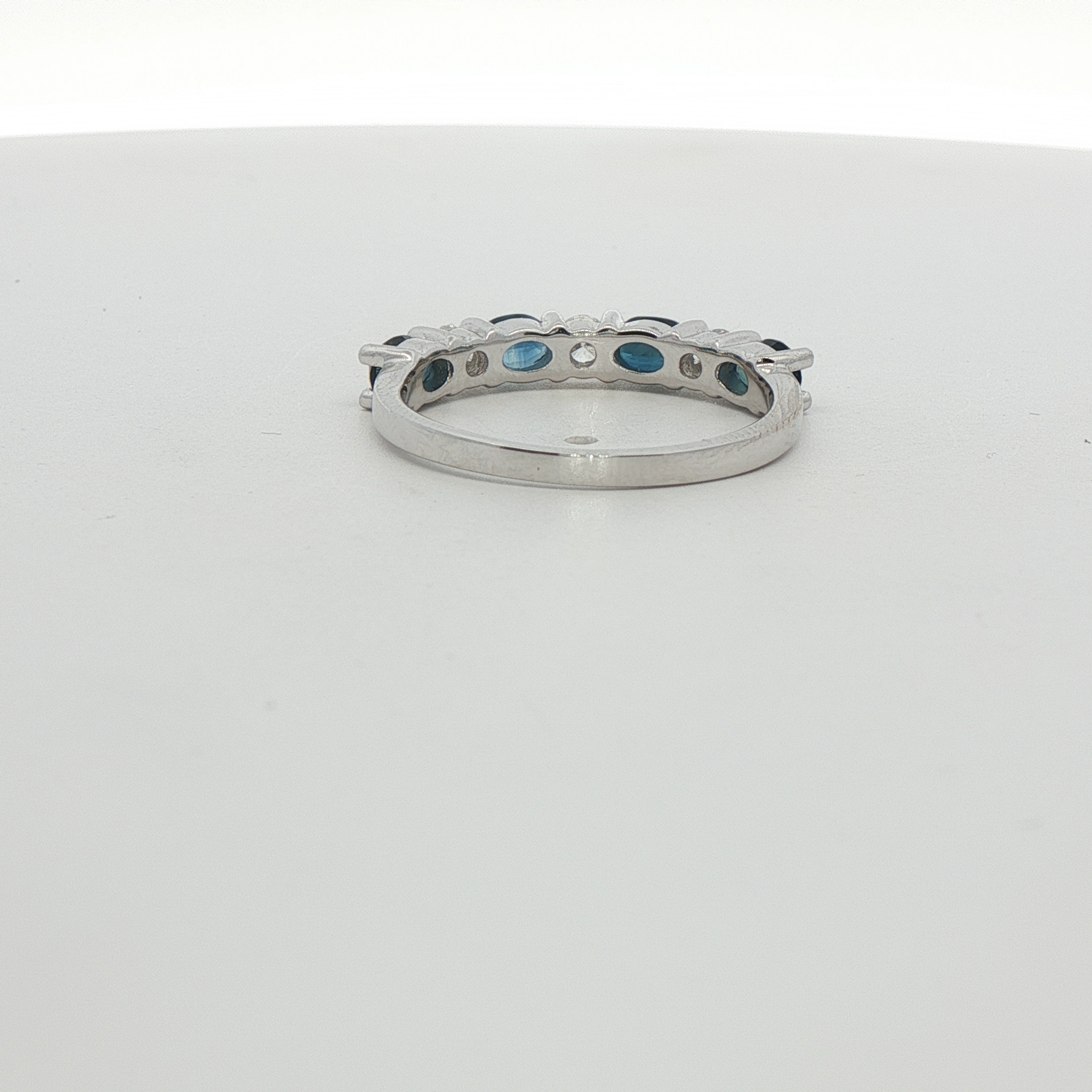 14 Karat White Gold Sapphire And Diamond Wedding Band