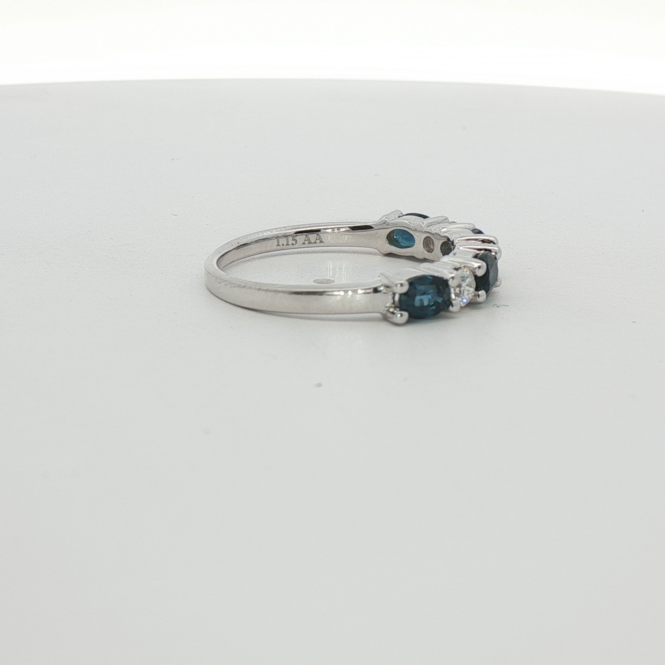 14 Karat White Gold Sapphire And Diamond Wedding Band
