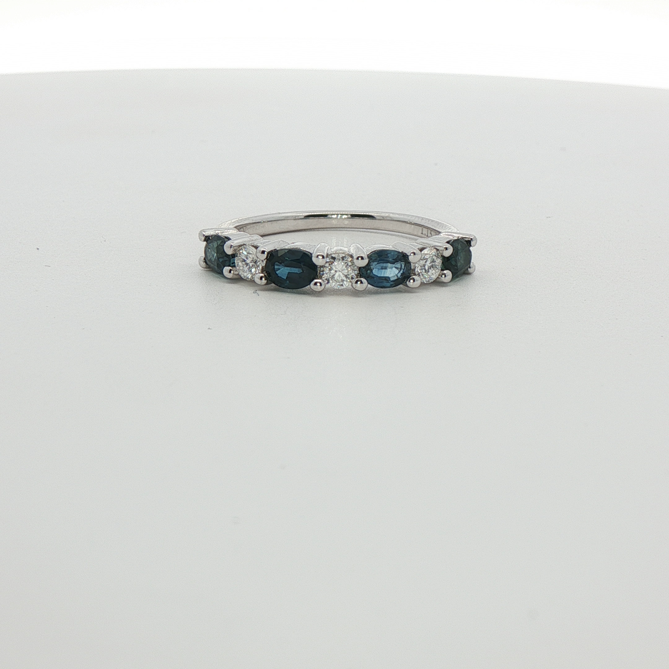 14 Karat White Gold Sapphire And Diamond Wedding Band