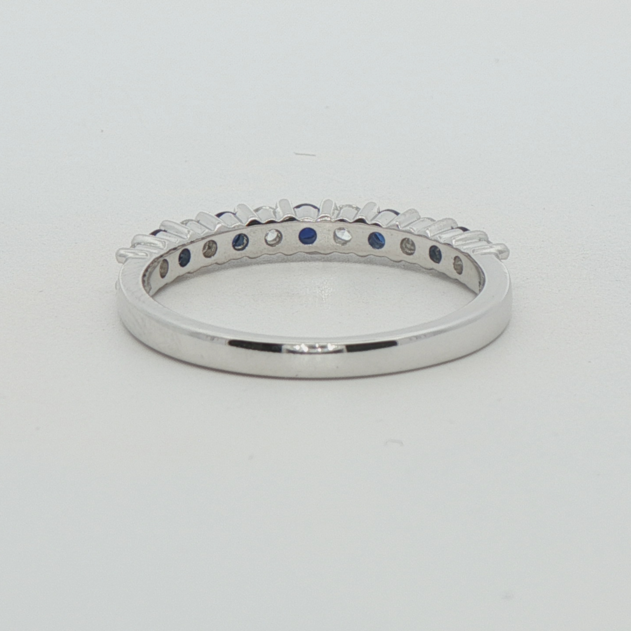 14k White Gold Diamond And Sapphire Wedding Band