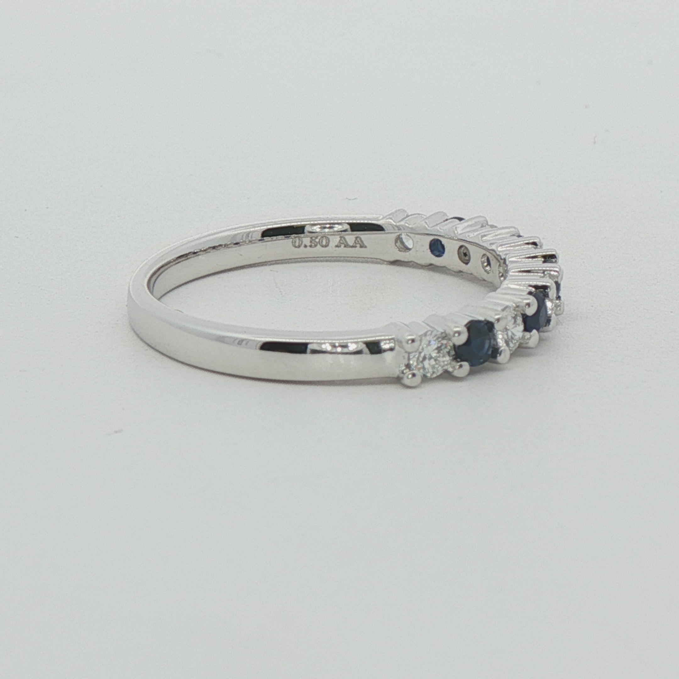 14k White Gold Diamond And Sapphire Wedding Band