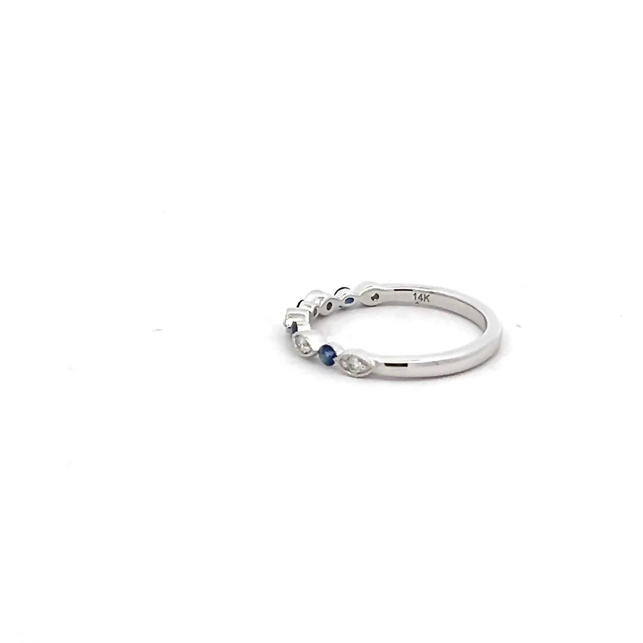 14k White Gold Diamond And Sapphire Band