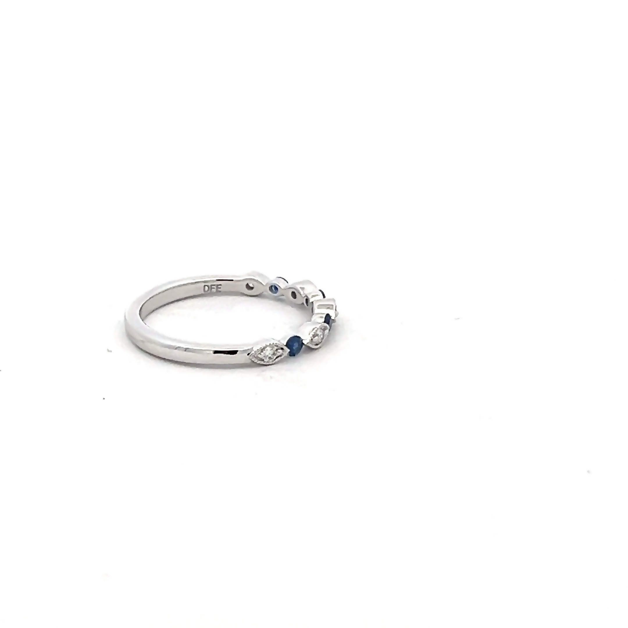 14k White Gold Diamond And Sapphire Band