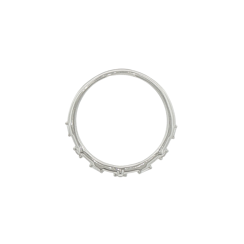14k White Gold Baguette And Round Diamond Wedding Band