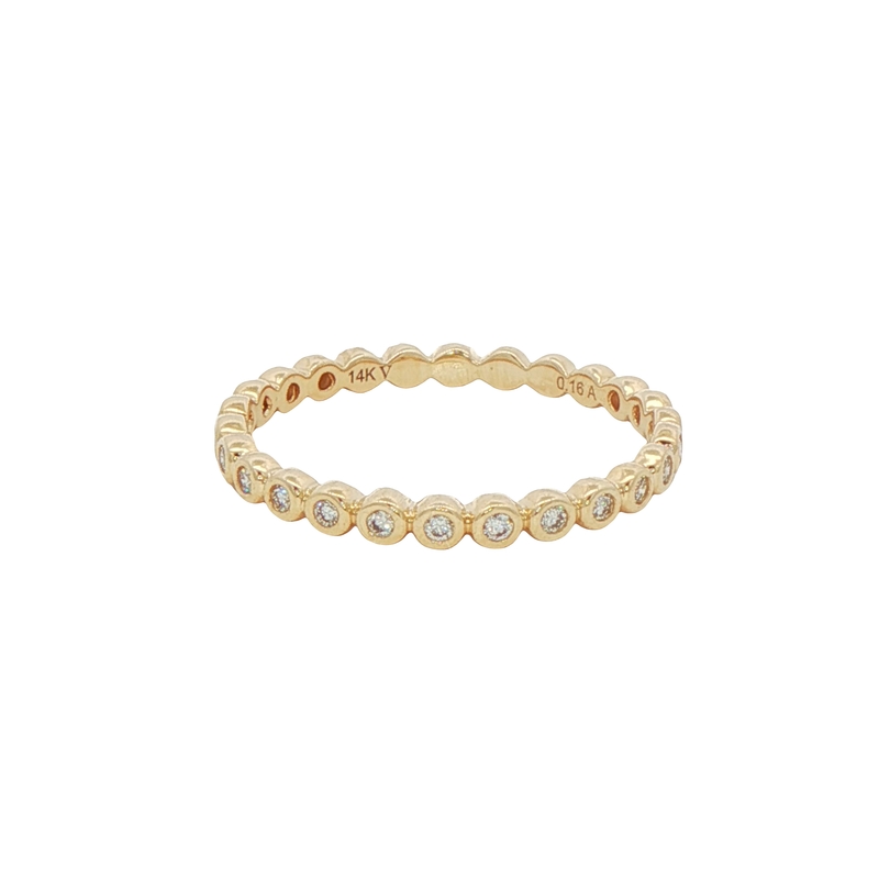 14k Yellow Gold Bezel Diamond Band