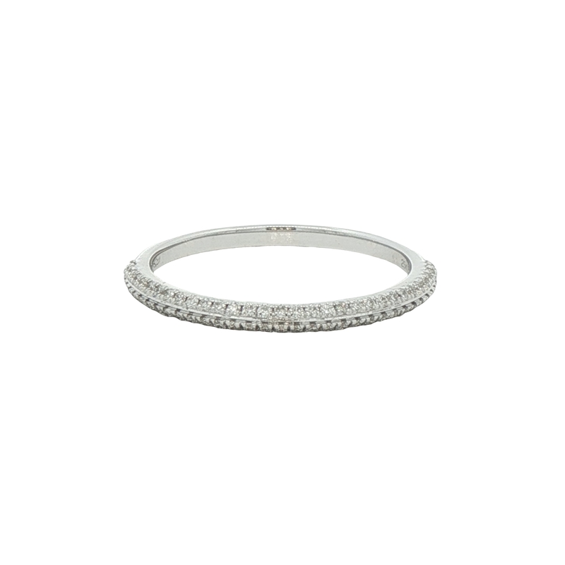 14k White Gold Double Row Diamond Band