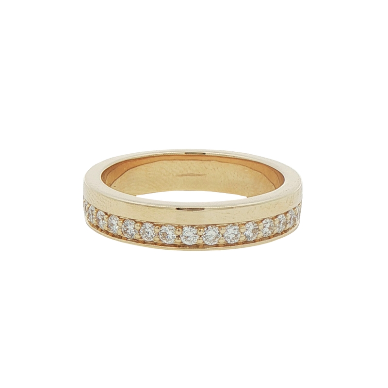 14k Yellow Gold Wide Diamond Wedding Band