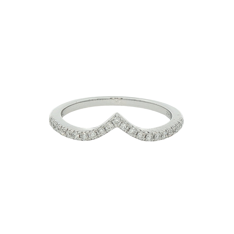 14k White Gold Chevron Diamond Band