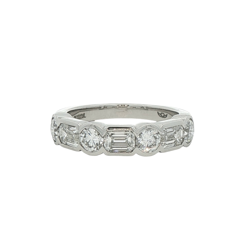 Platinum Alternating Diamond Band