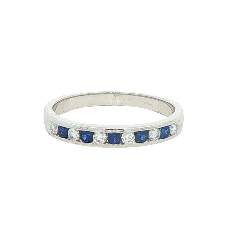 14k White Gold, Sapphire And Diamond Ring