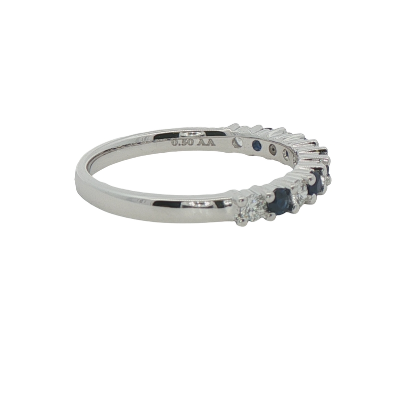 14k White Gold Diamond And Sapphire Wedding Band