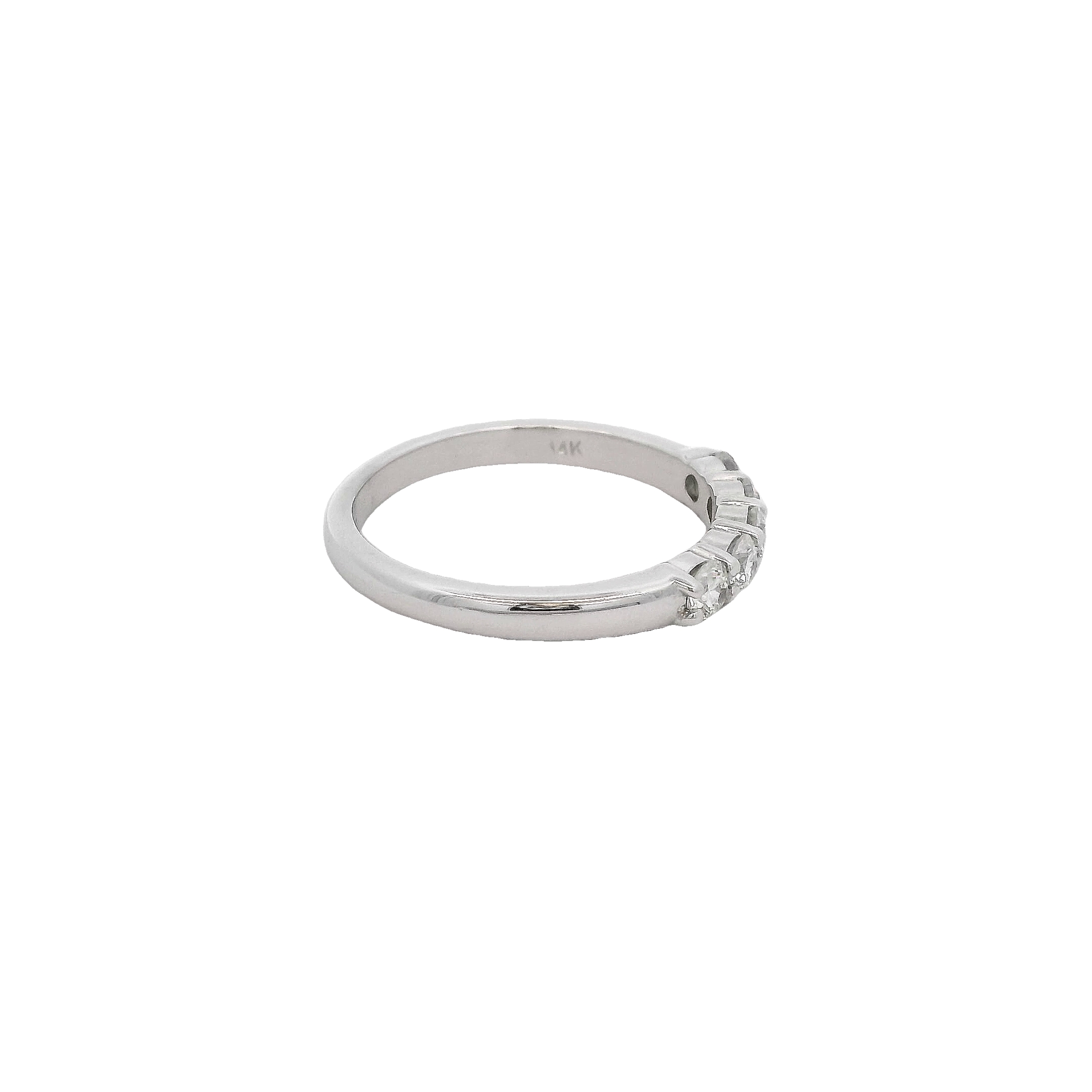 14k White Gold Five Stone Diamond Weddding Band