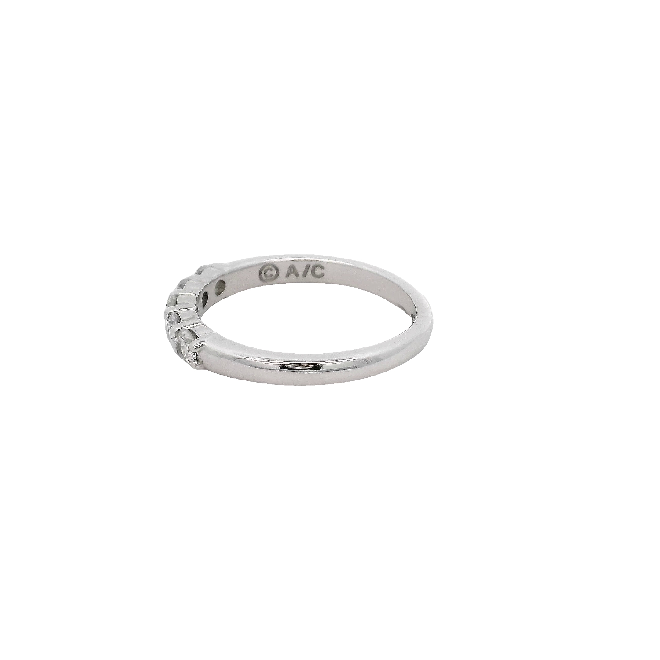 14k White Gold Five Stone Diamond Weddding Band