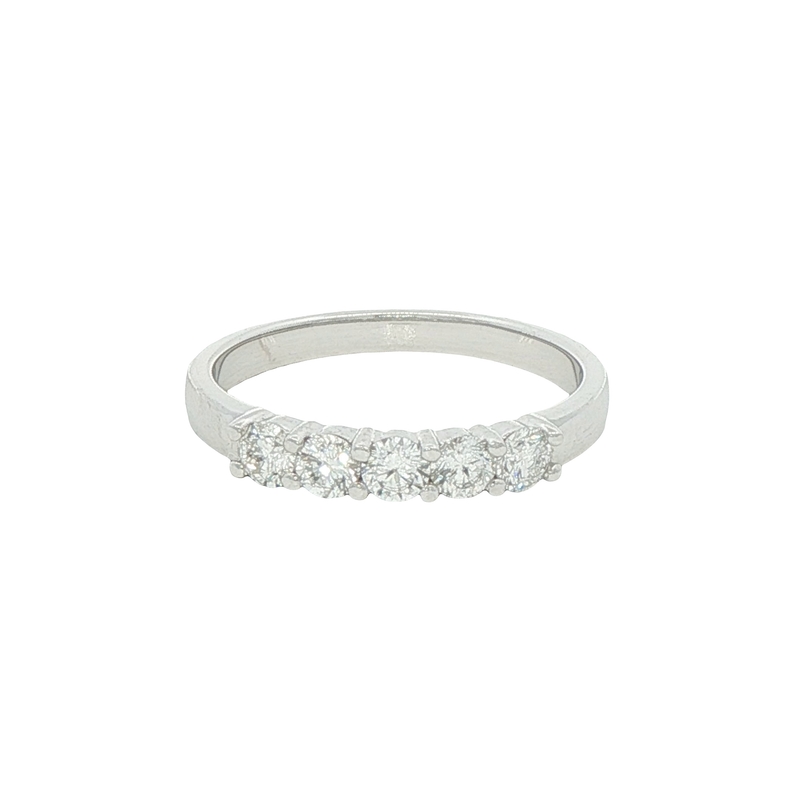 14k White Gold Five Stone Diamond Weddding Band