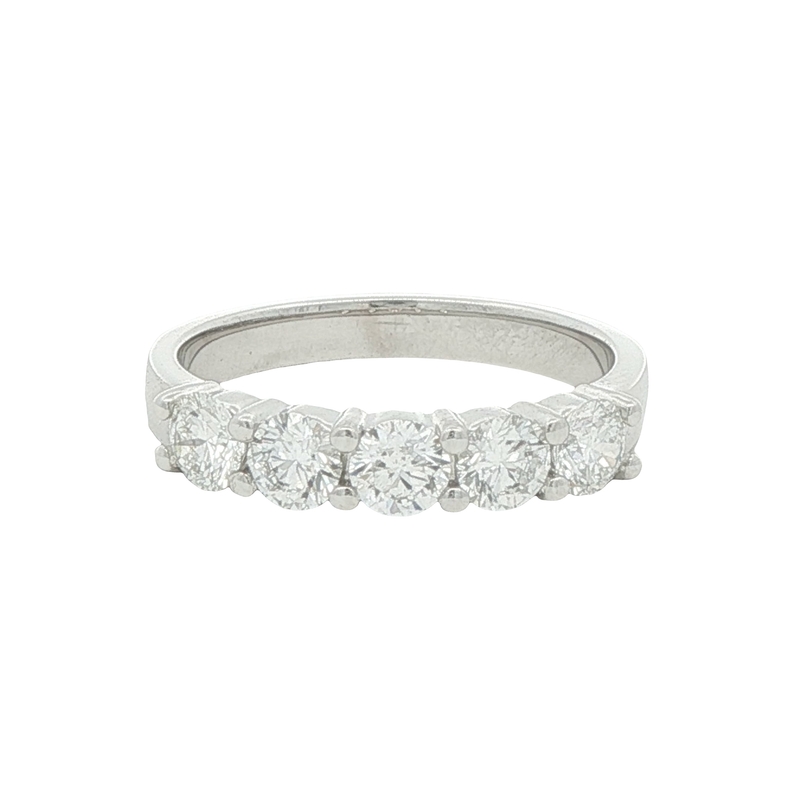 14k White Gold Five Stone Diamond Band