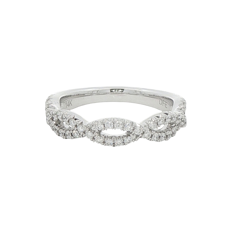 14k White Gold Infinity Twist Diamond Band