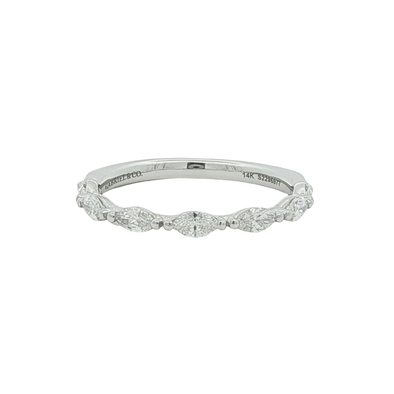 14k White Gold Marquise Diamond Wedding Band