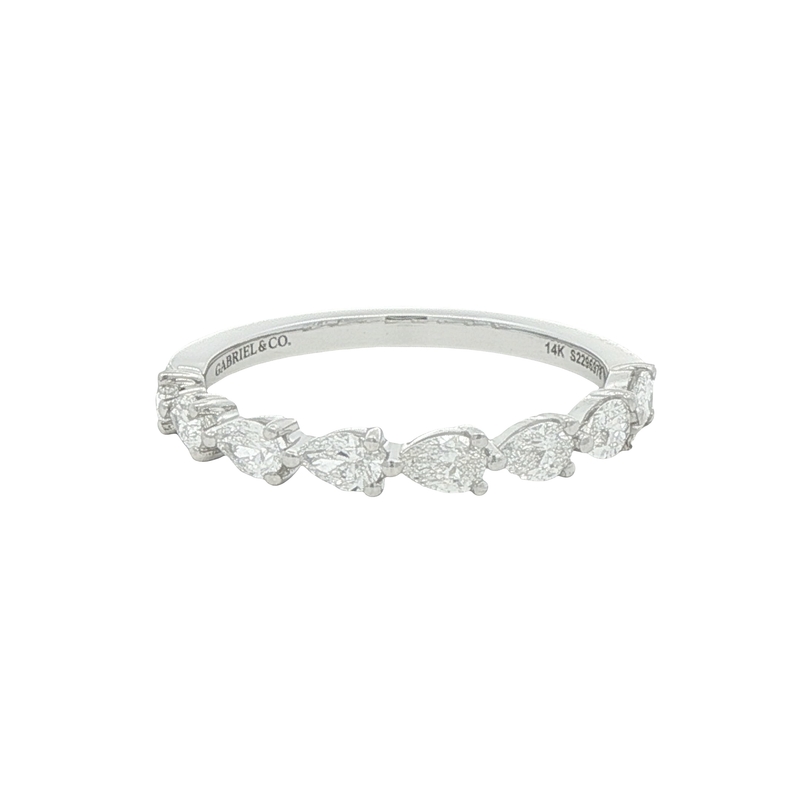14k White Gold Pear Shape Diamond Wedding Band