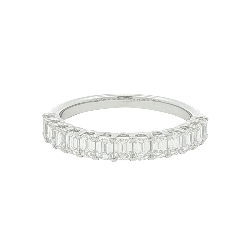 14k White Gold Emerald Cut Diamond Wedding Band