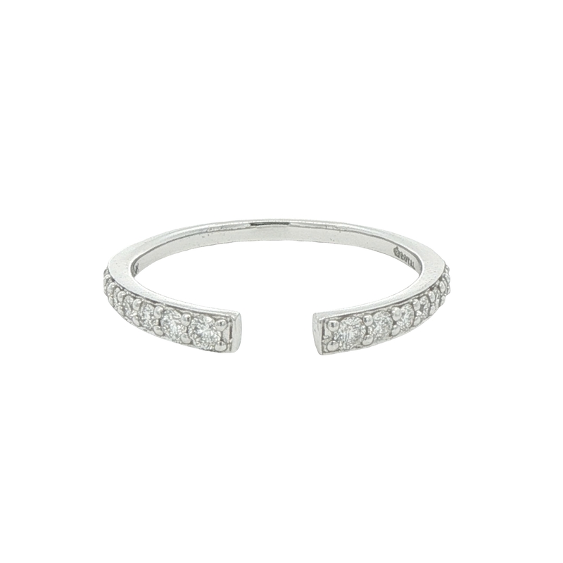14k White Gold Open Shank Diamond Band