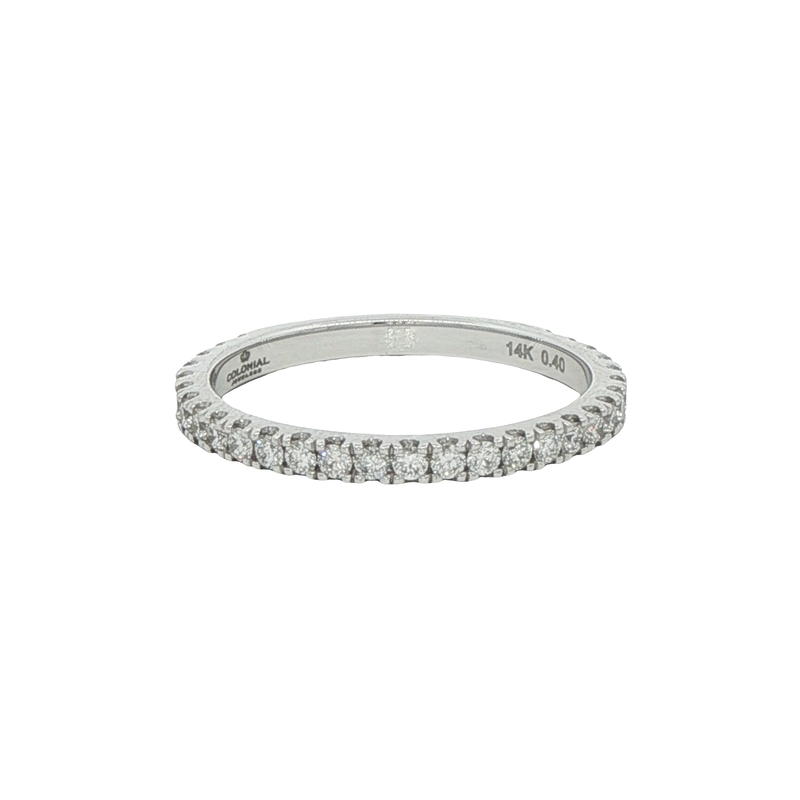 14k White Gold Diamond Wedding Band