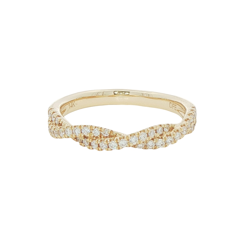 14k Yellow Gold Diamond Twist Wedding Band