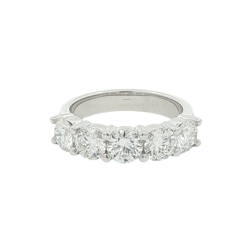14k White Gold Five Stone Diamond Band