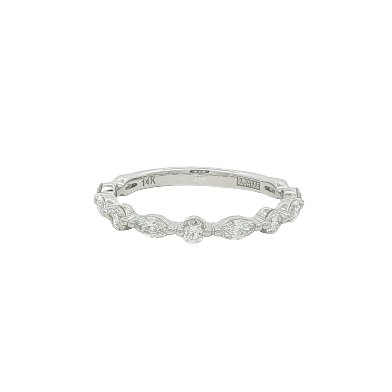 14k White Gold Marquise And Round Diamond Band