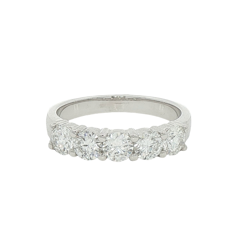 14k White Gold Five Stone Ring