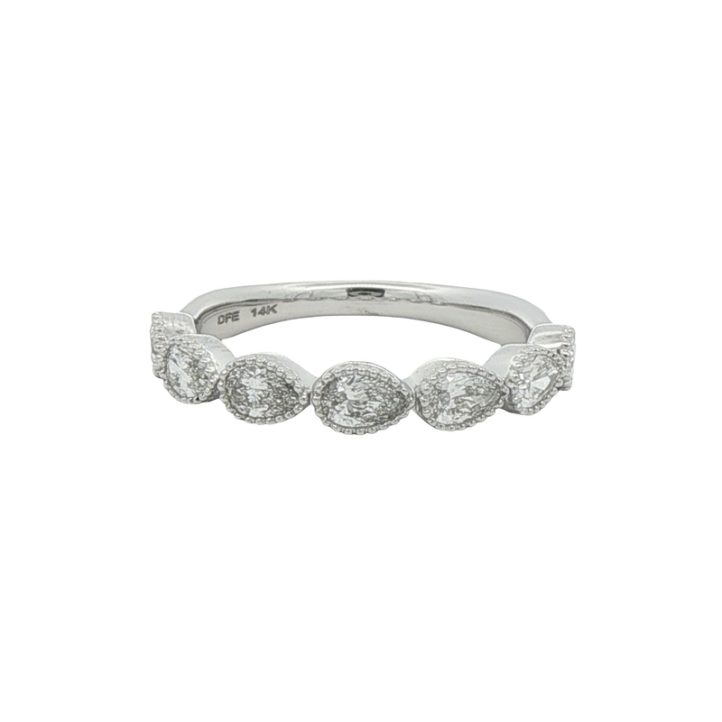 14k White Gold Pear Shape Diamond Wedding Band
