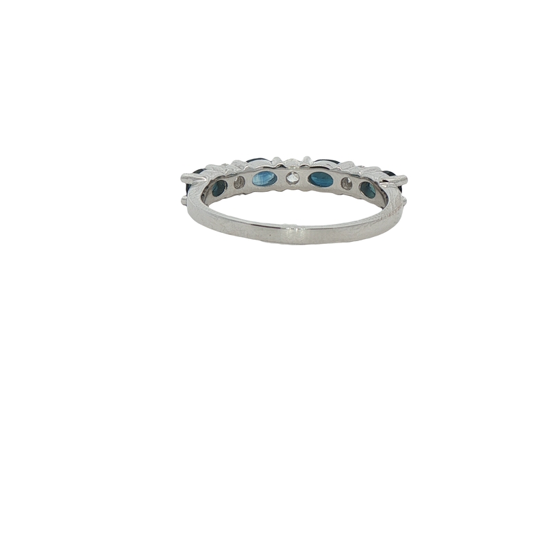 14k White Gold Sapphire And Diamond Wedding Band