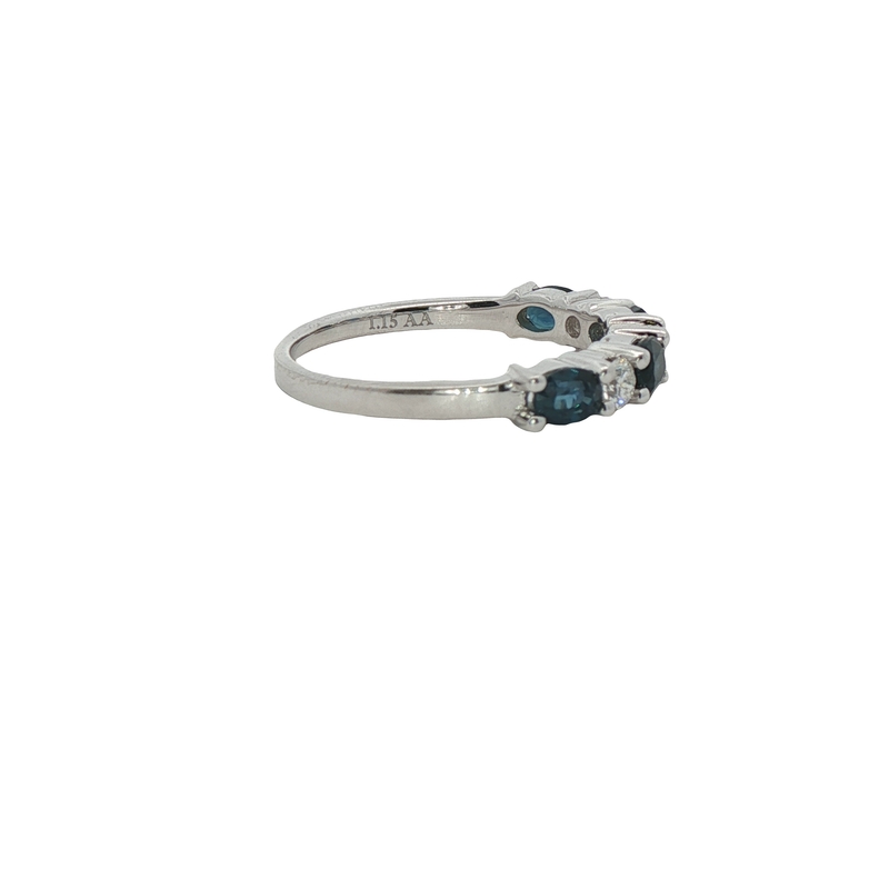 14k White Gold Sapphire And Diamond Wedding Band