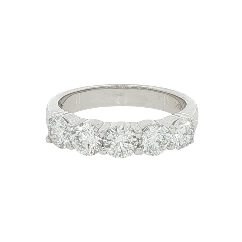 14k White Gold Five Stone Diamond Band