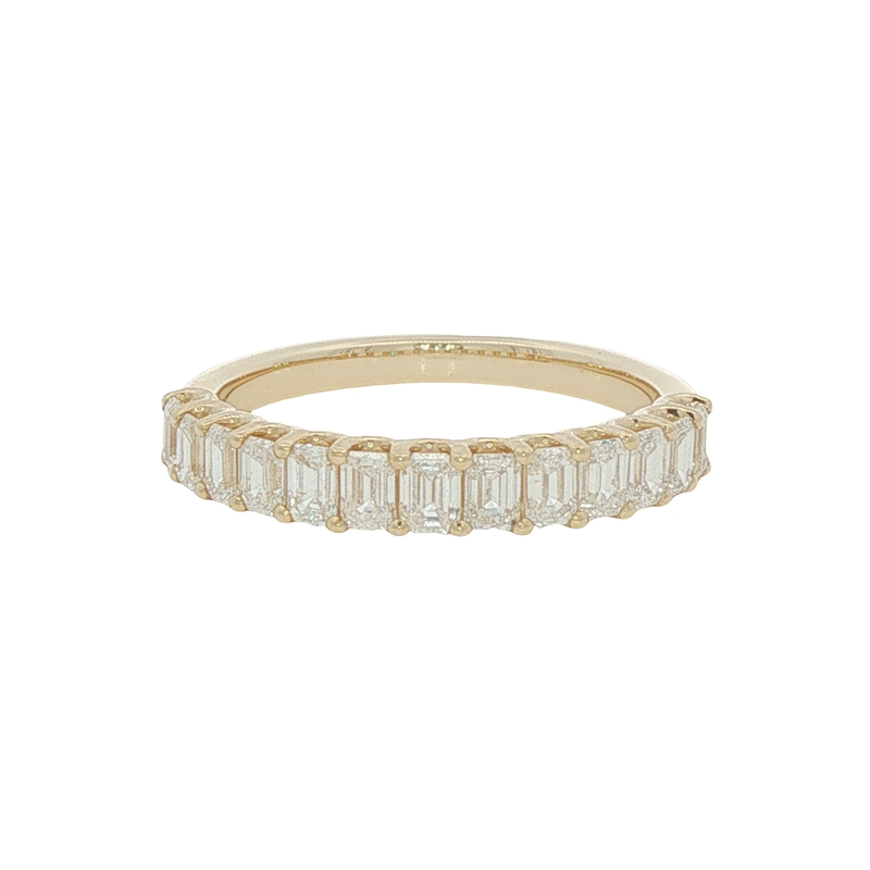 14k Yellow Gold Emerald Cut Diamond Band