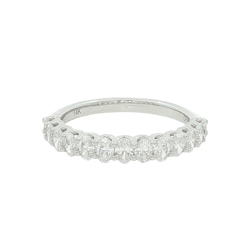 14k White Gold Oval Diamond Band