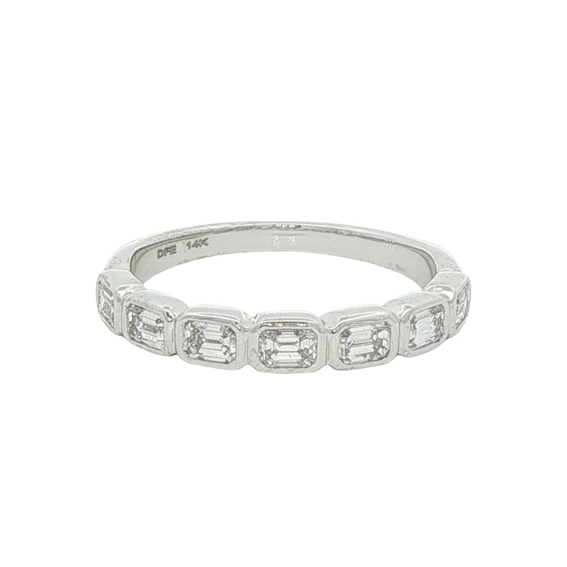 14k White Gold Emerald Cut Diamond Band