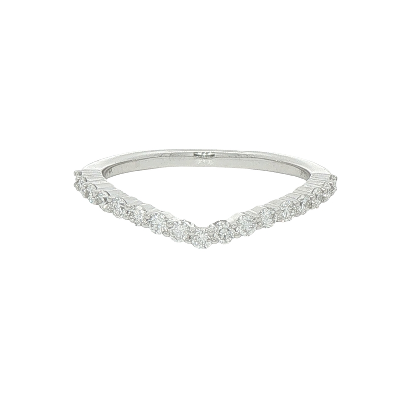 14k White Gold Curved Diamond Band