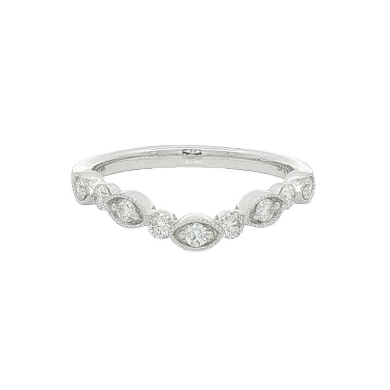 14l White Gold Curved Diamond Wedding Band