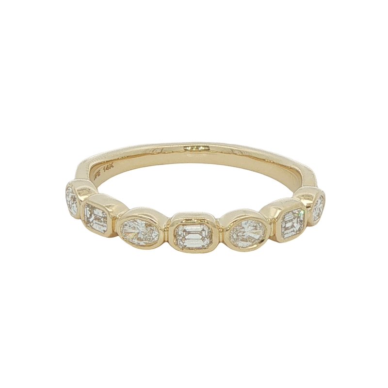 14k Yellow Gold Alternating Diamond Band