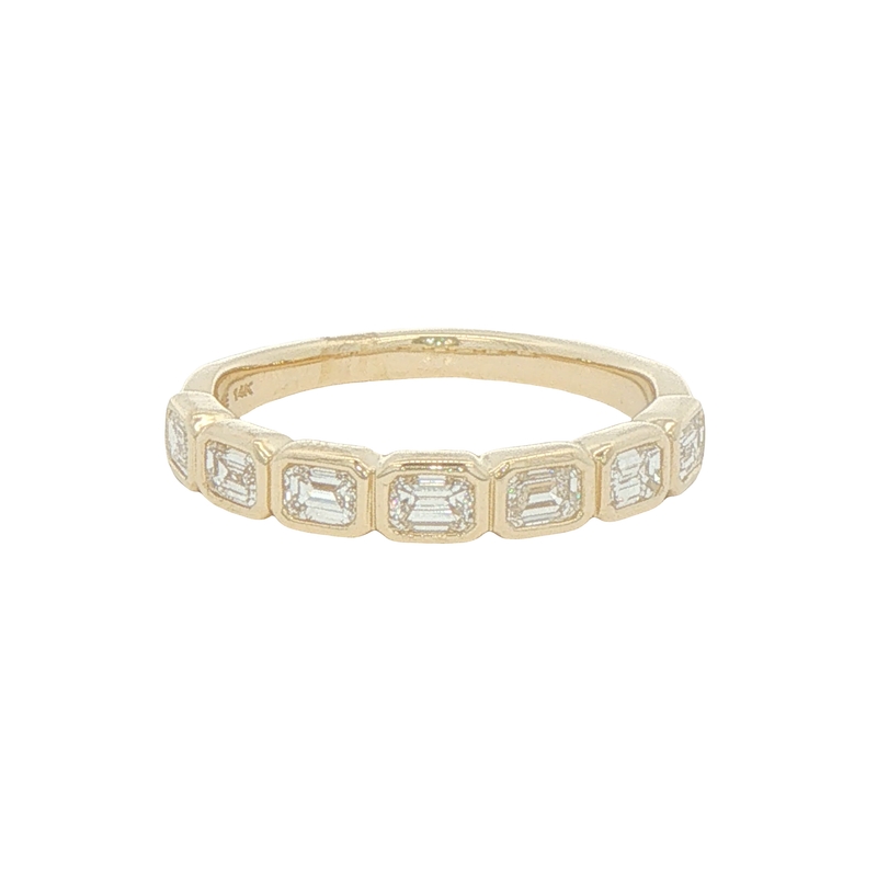 14k Yellow Gold Emerald Cut Diamond Band