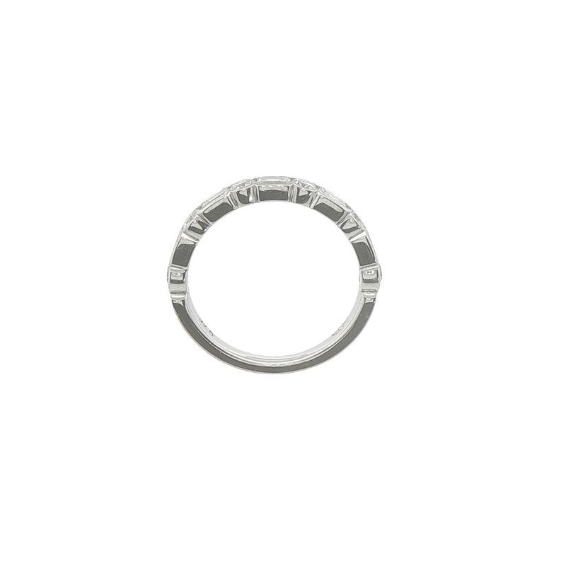 14 Karat White Gold Ring With Six Round Brilliant And Five Emerald Cut G Vs Diamonds That Have A Total Weight Of 1.00 Carat